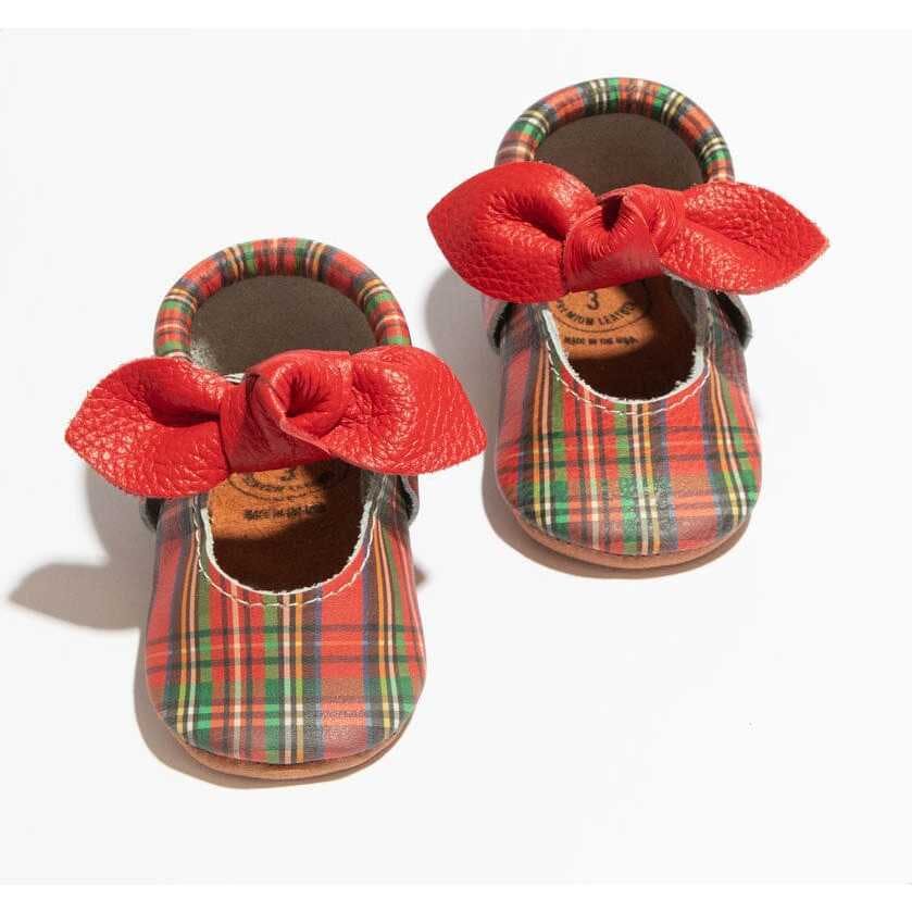 Platinum Knotted Bow Baby Shoe