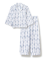 The Olivia Wide Leg Pima Pajama Set in Navy Mayfair Toile