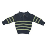 Boys Striped Zip Up Sweater in Evergreen Stripe