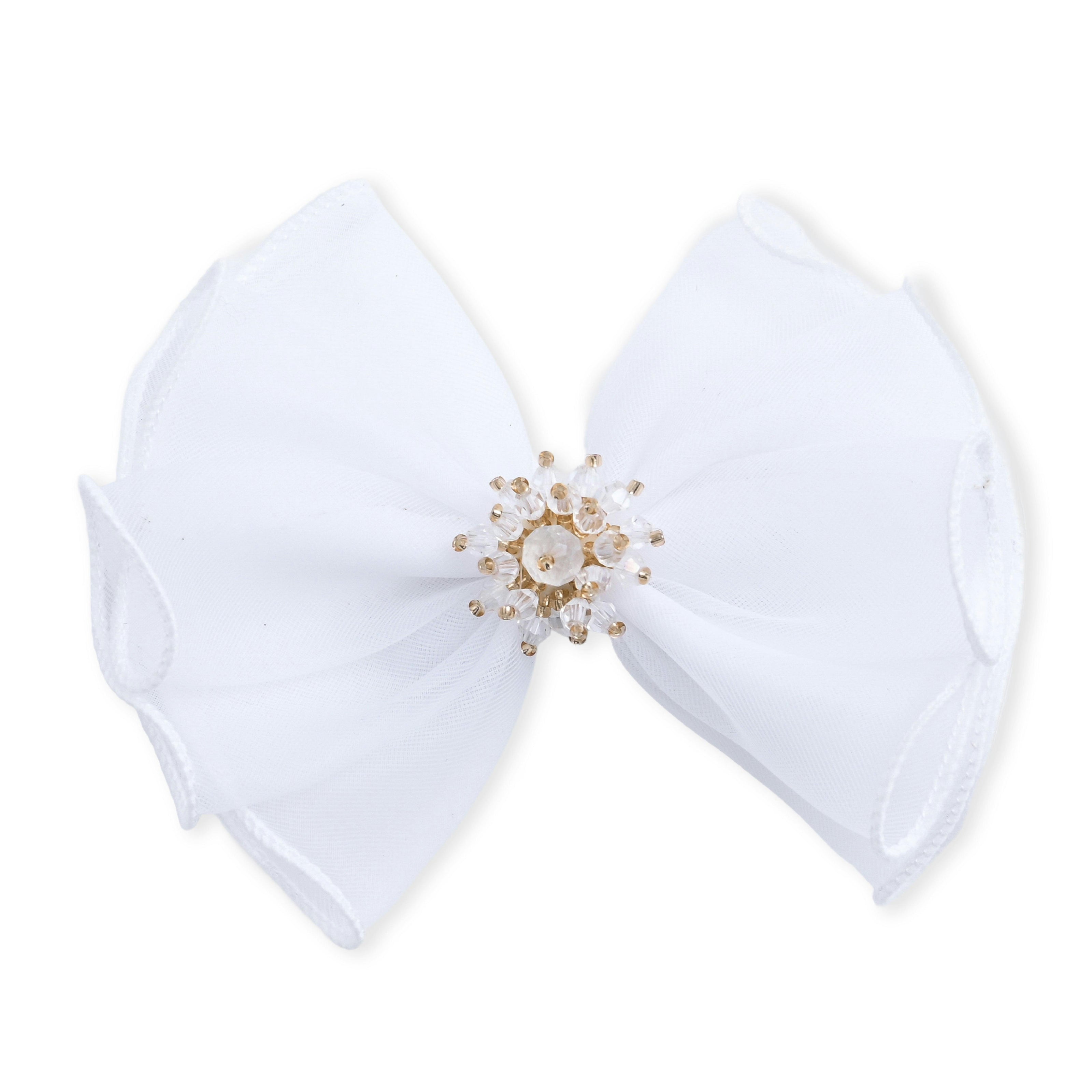 Multicolor Pearl Cluster Bow Clip Set