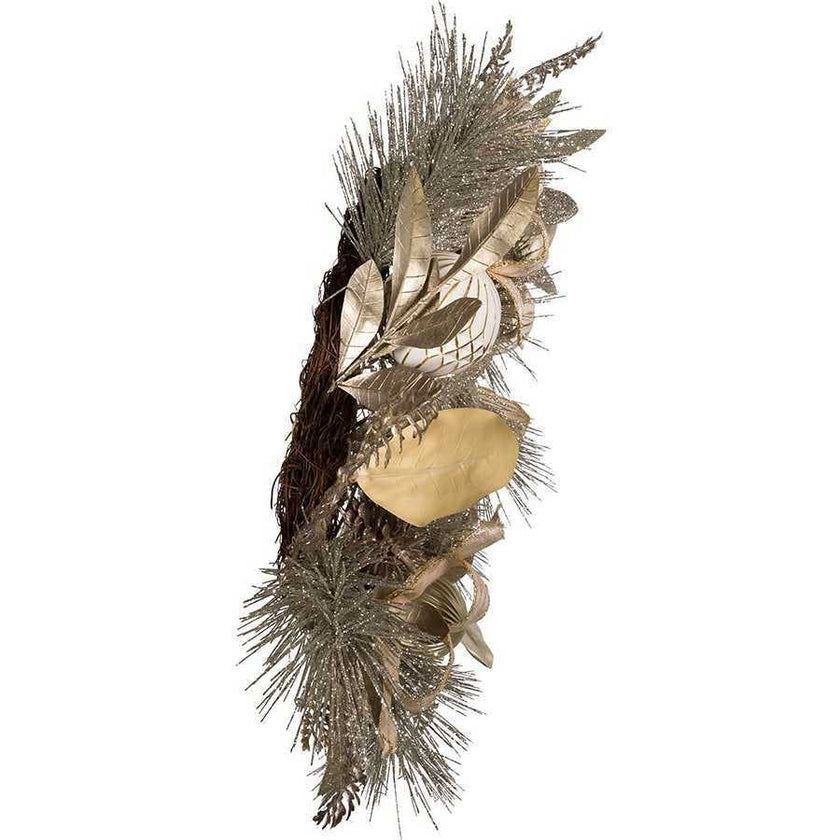 24-Inch Silver and Gold Champagne Rattan Wreath