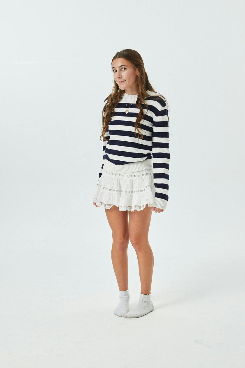 Tiegan Navy & White Stripe Sweater