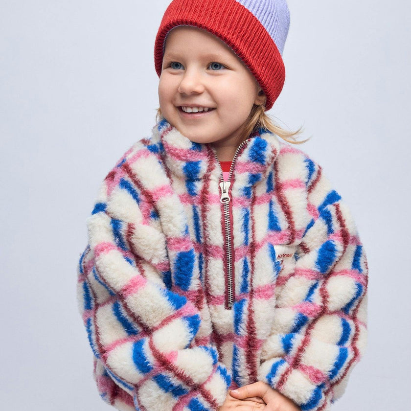 children's merino wool kangaroo jacket - pink & cobalt