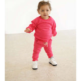 Crewneck Terry Jogger Pant Sweatsuit Set, Candy Pink