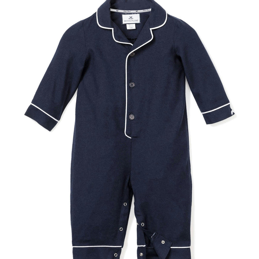 Baby's Flannel Classic Romper in Navy