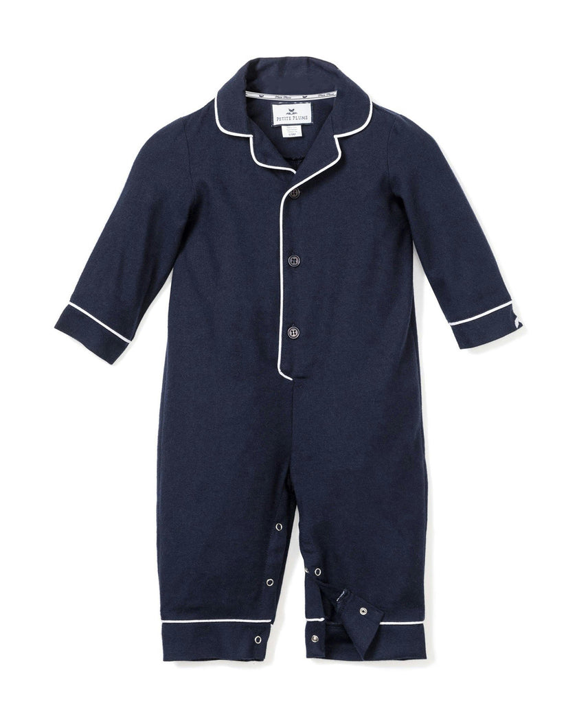 Baby's Flannel Classic Romper in Navy