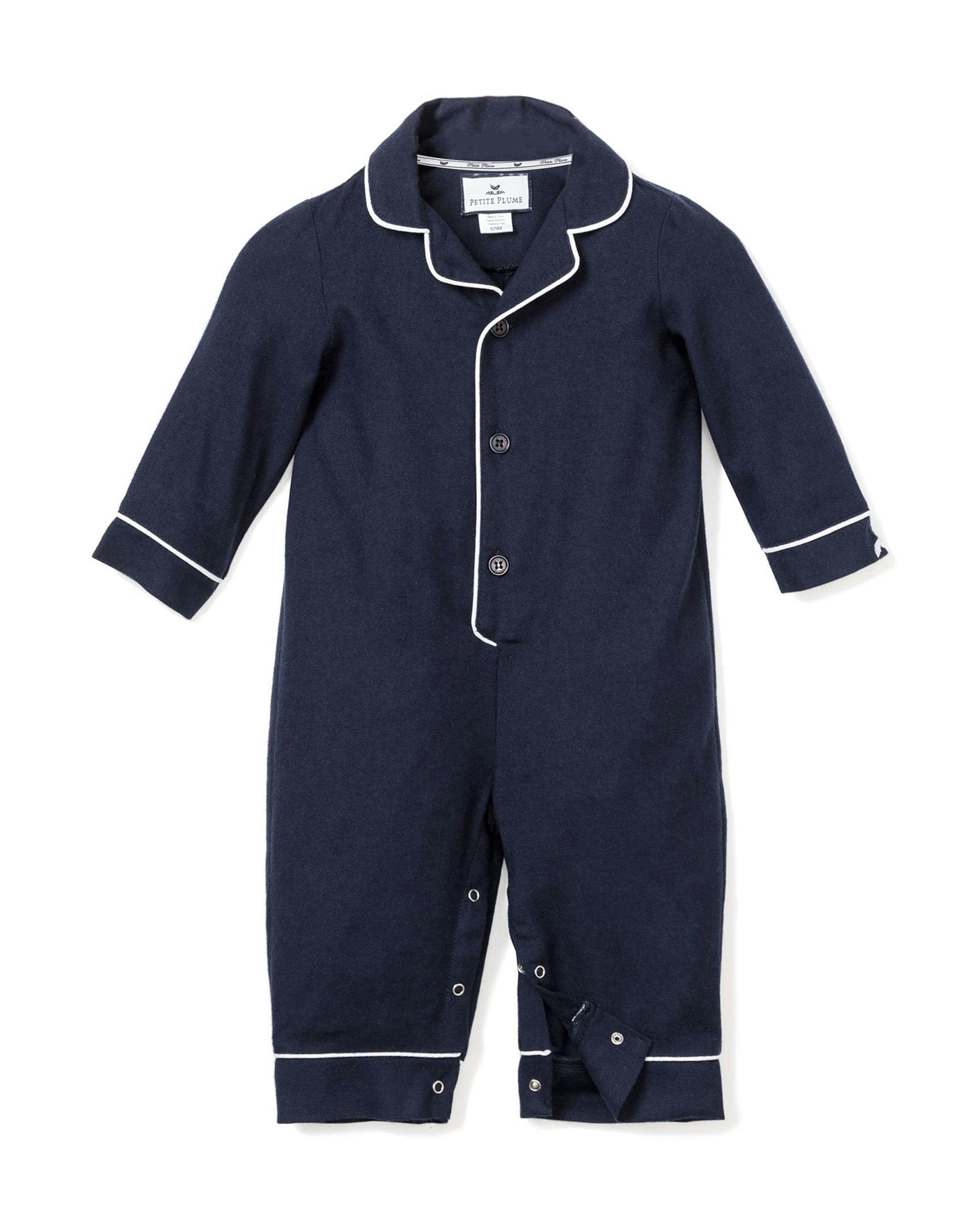 Baby's Flannel Classic Romper in Navy