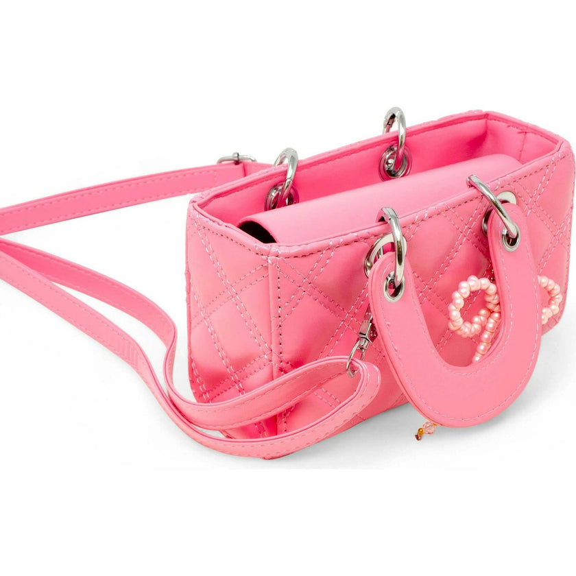 Quilted Rectangle Bow Charm Handbag