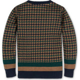 Organic Long Sleeve Intarsia Crew Neck Pullover Sweater, Brown