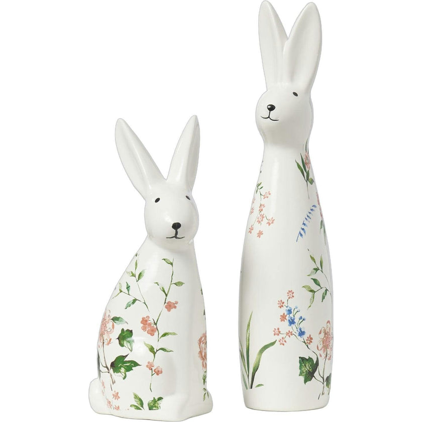 Ivory & Pink Ceramic Bunny Rabbit Figurine Easter Tabletop Home Decor