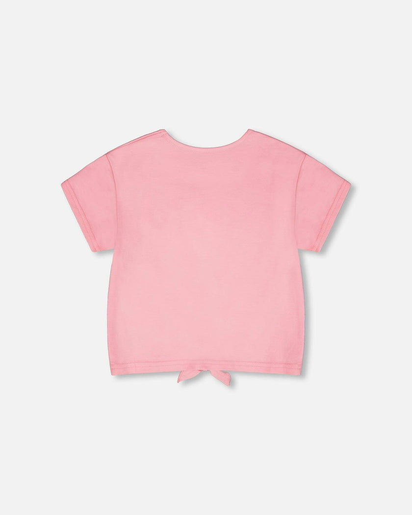 Organic Cotton Jersey T-Shirt With Tie At Waist