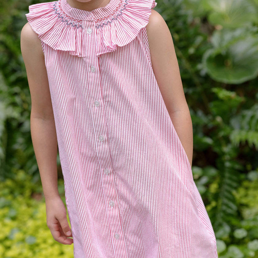 Molly Anne Dress in Red Seersucker