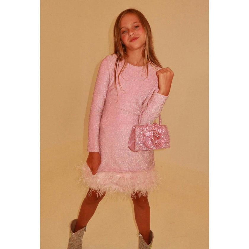 Pink Shimmer Feather Dress