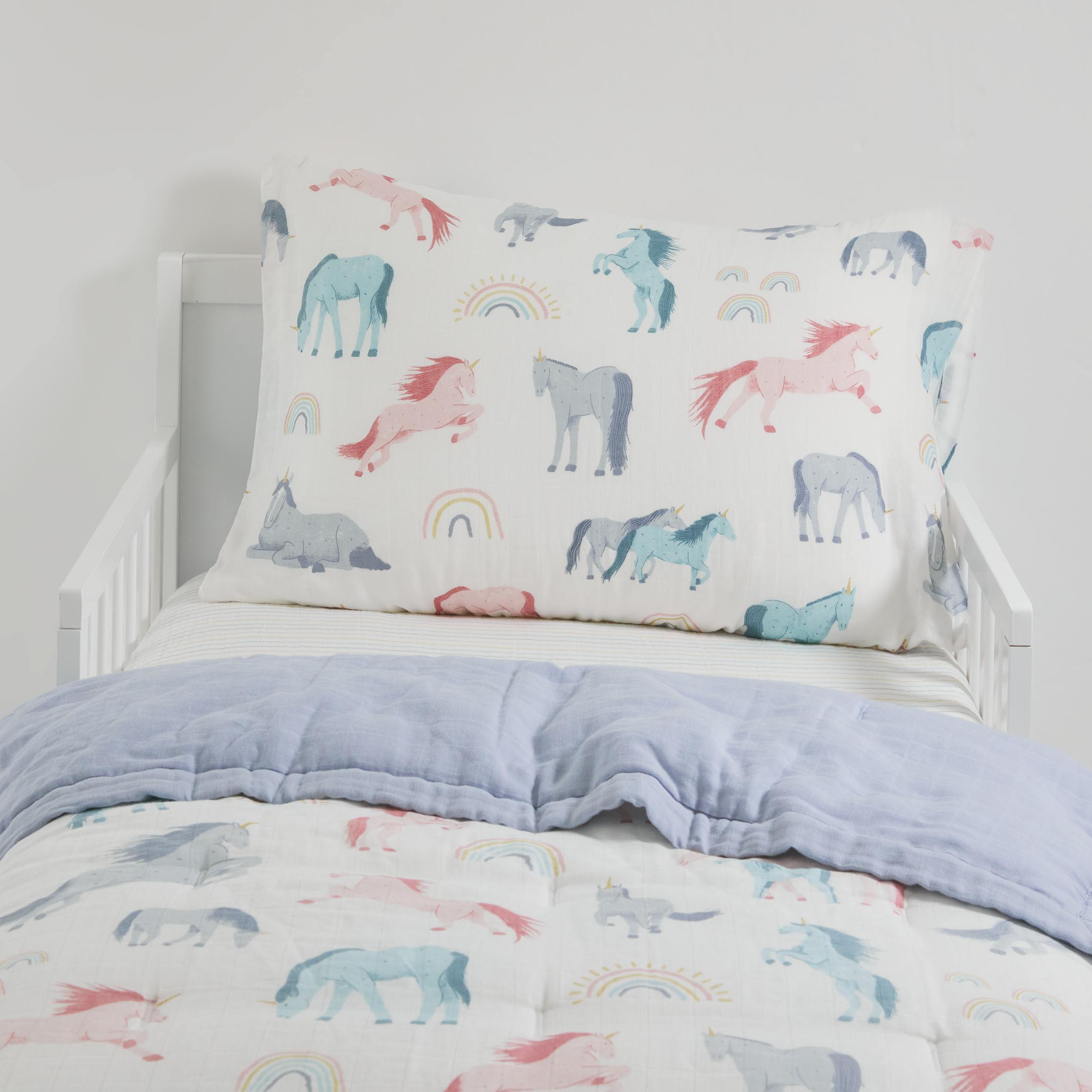 Cotton Muslin Toddler Bedding 3 Piece Set - Unicorns