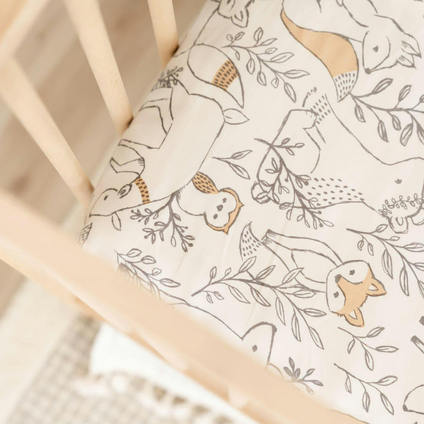 Ezra Fitted Woodland Animal Crib Sheets