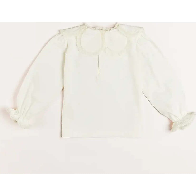 Lace Trim Petal Collar Top in Cream (3-10yrs)