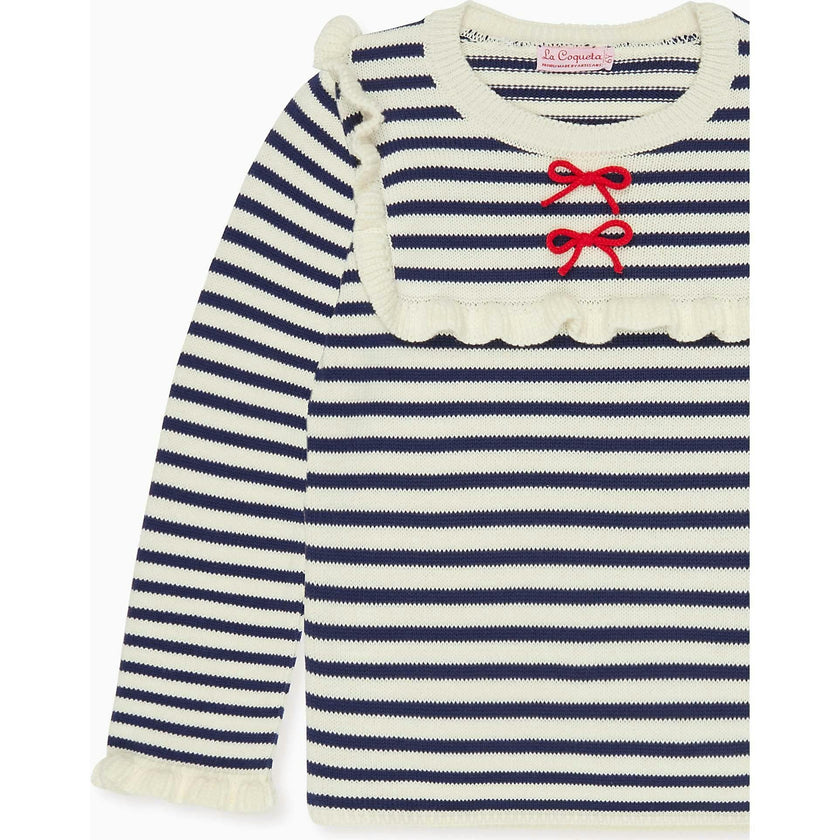Navy Stripe Candela Cotton Girl Jumper