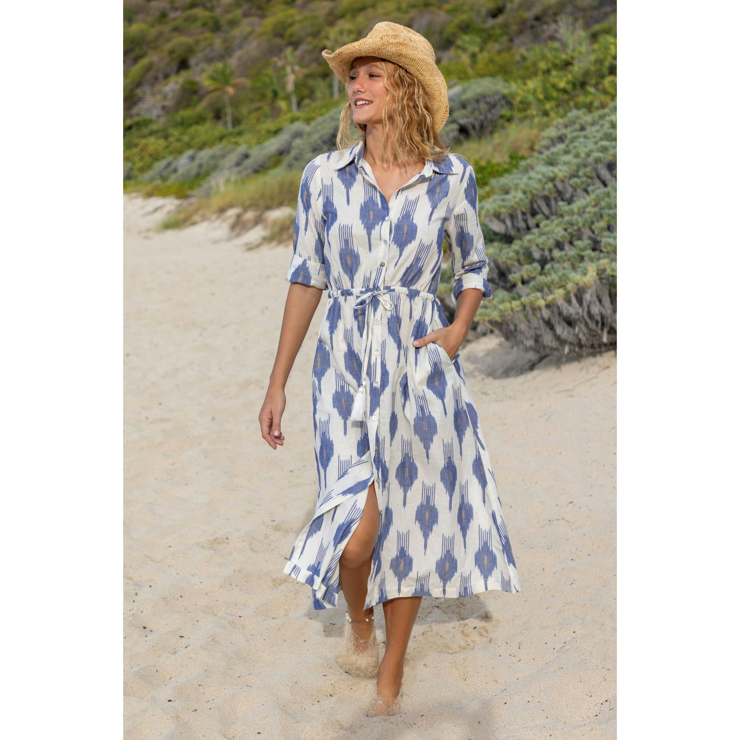 Anais Women's Shirtdress La Creme Ikat, natural