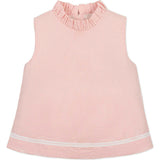 Organic Ruffle Neck Seersucker Top, Pink