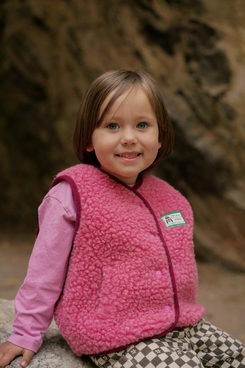 children's merino wool vest - dusty pink