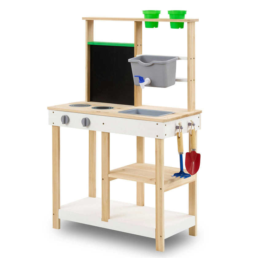 Clover Wooden Mud Kitchen with Water Station and Chalkboard