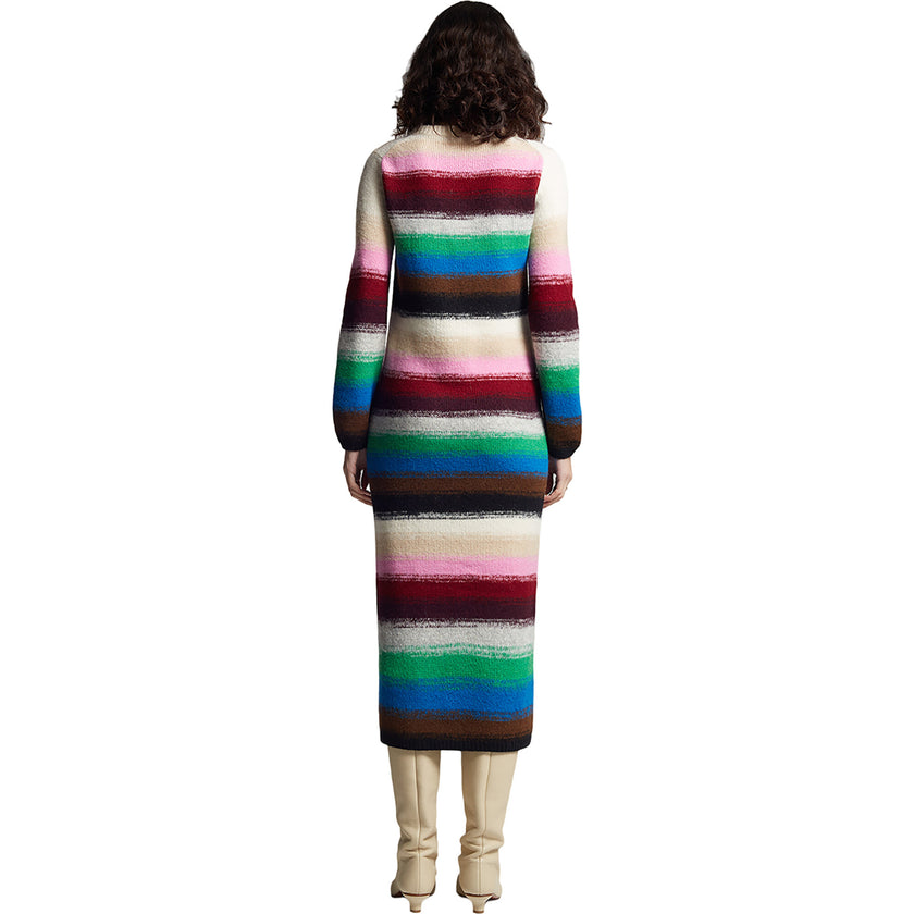 Women's Lydia Jersey Ribbed Crew Neck Long Sleeve Dress, Multi
