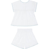 girls white embroidered cap sleeve top and short set