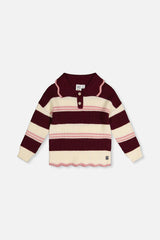 Scalloped Collar Sweater Red And White Stripes