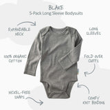 BLAKE 5-Pack Long Sleeve Bodysuit