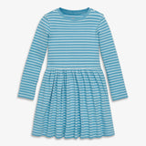 Kids long sleeve rib perfect pocket dress in stripe