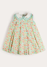 Mabel Floral Layered Scallop Collar Trapeze Dress in Green (12mths- 10yrs)