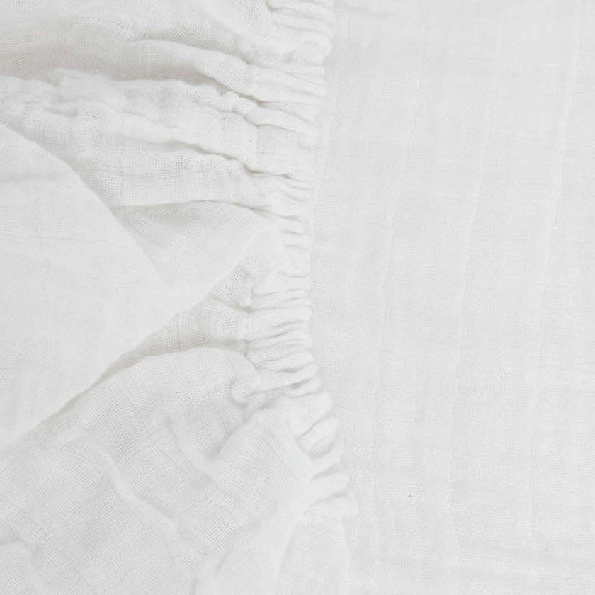 Organic Cotton Muslin Crib Sheet - White
