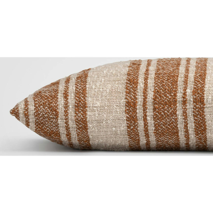 Desert Rust Stripe Orange & Ivory Lumbar Pillow