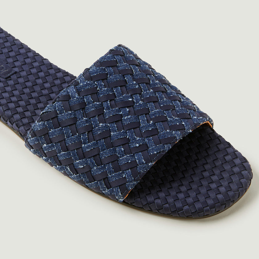 St. Barths Slide Double Weave Denim | Indigo