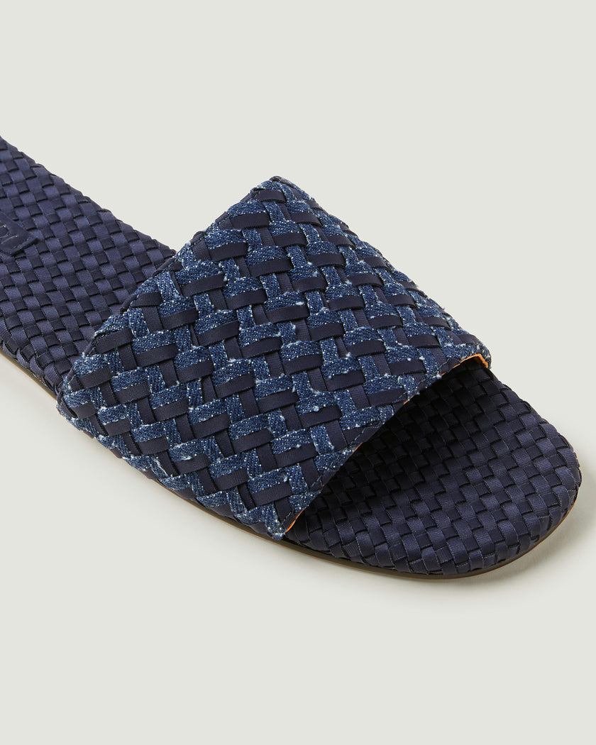 St. Barths Slide Double Weave Denim | Indigo