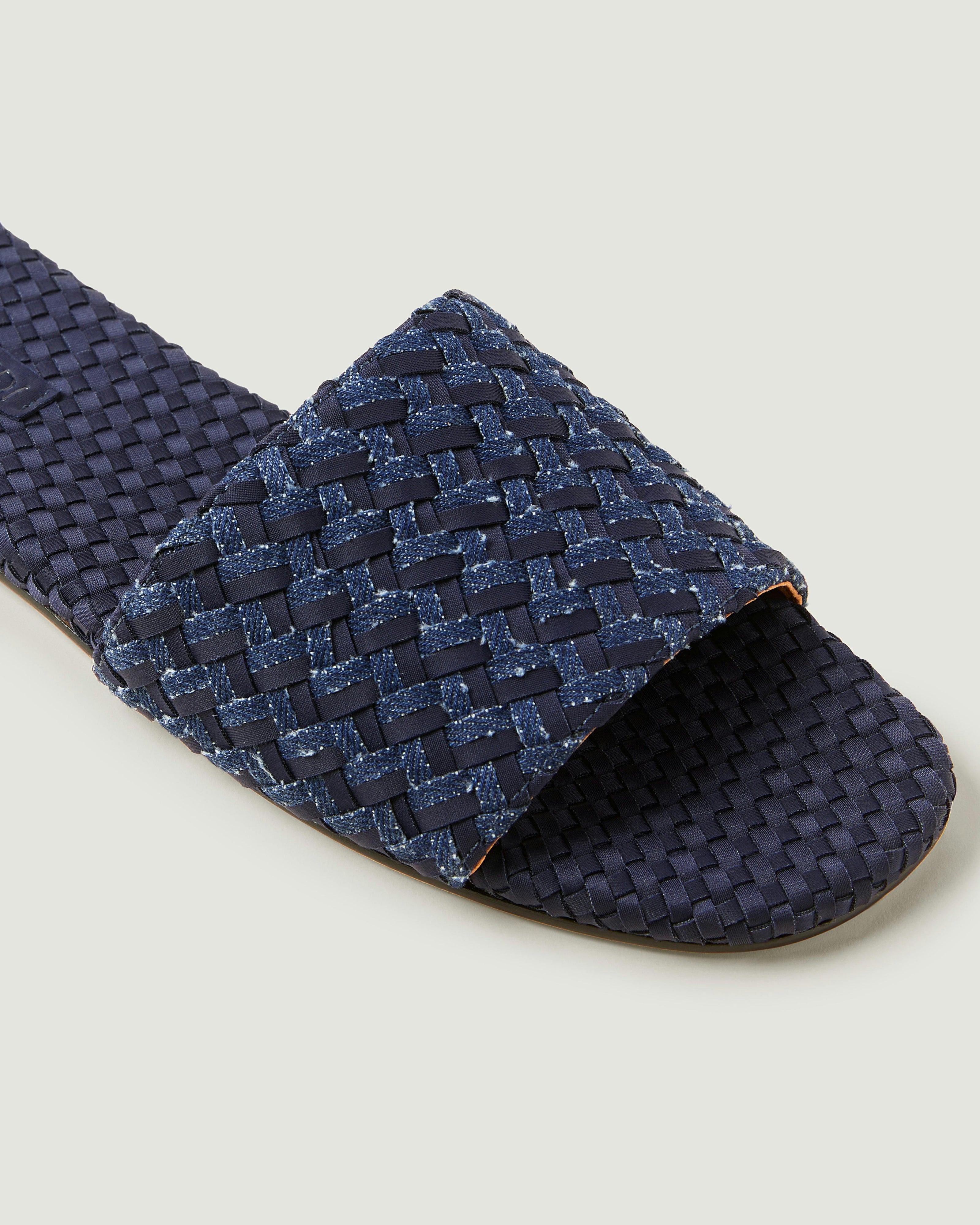 St. Barths Slide Double Weave Denim | Indigo