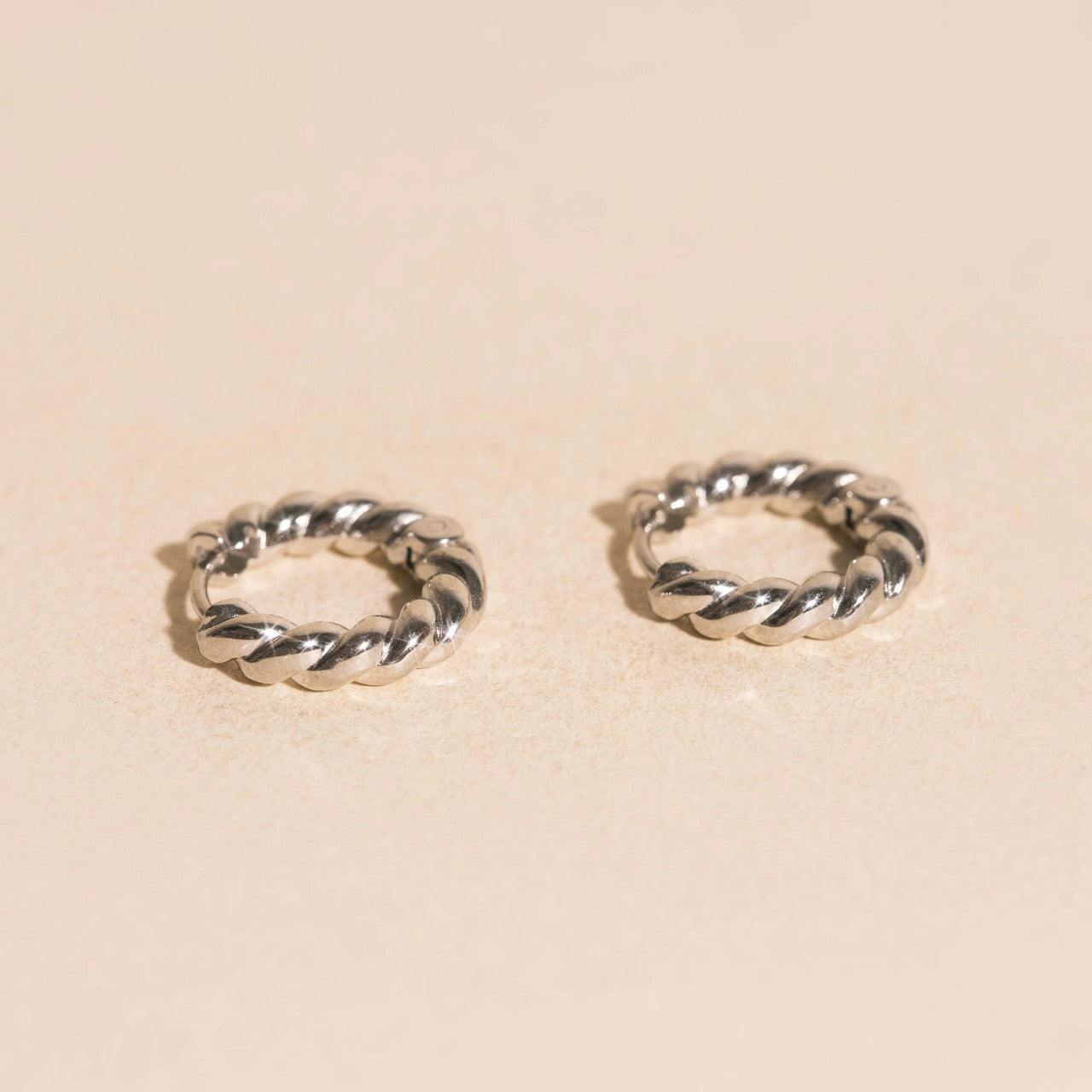 Rope Chunky Rounded Huggie Hoop Earrings