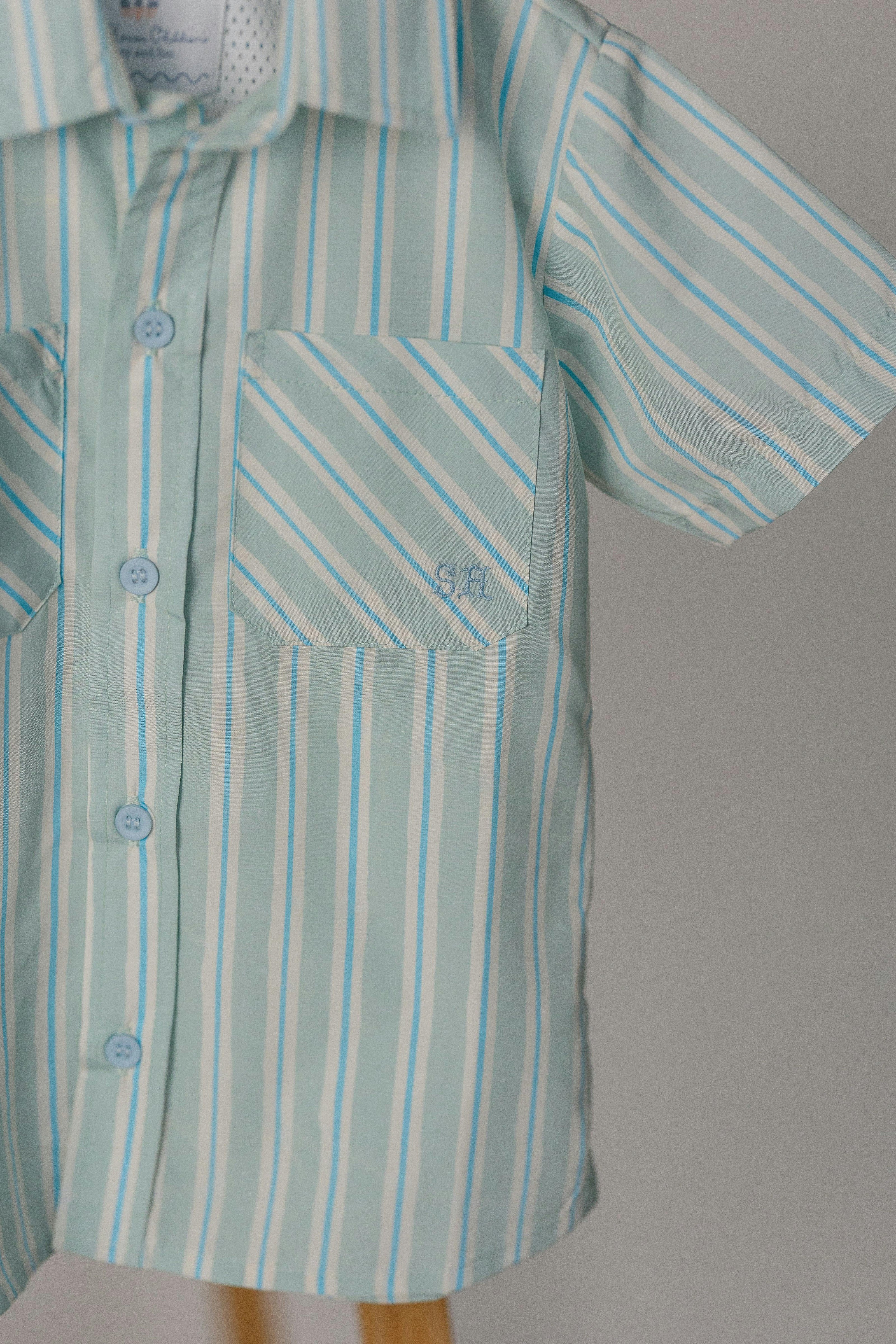 Sporting Shirt in Stripe In Blue Jay