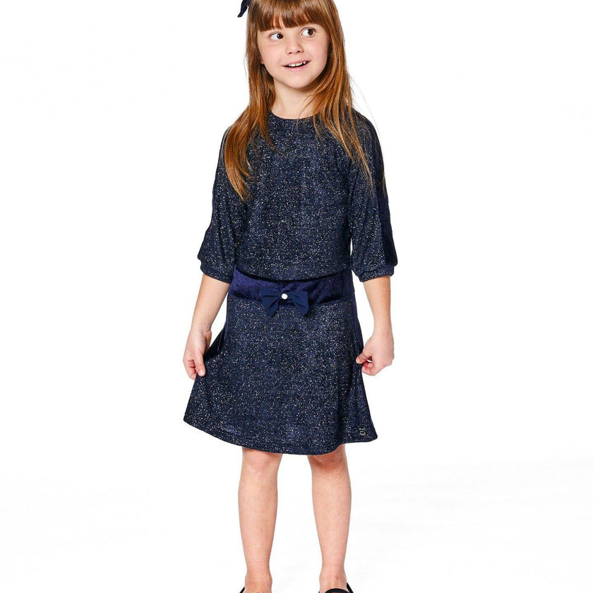 3/4 Sleeve Lurex Dress Navy Blue