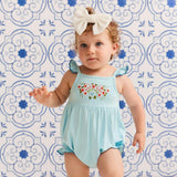Blue Chiaro French Terry Scalloped Bubble Romper