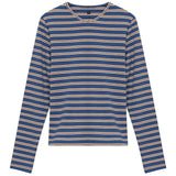 Ribbed Striped V Neck Tee With Bungee Rope