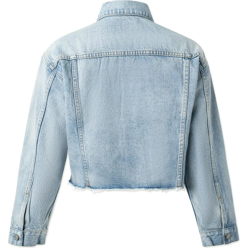 The Harvey Raw Hem Cropped Denim Jacket