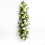 White & Green Hydrangea with Cream Berry Artificial All Seasons Greenery Mantle Garland and Table Runner