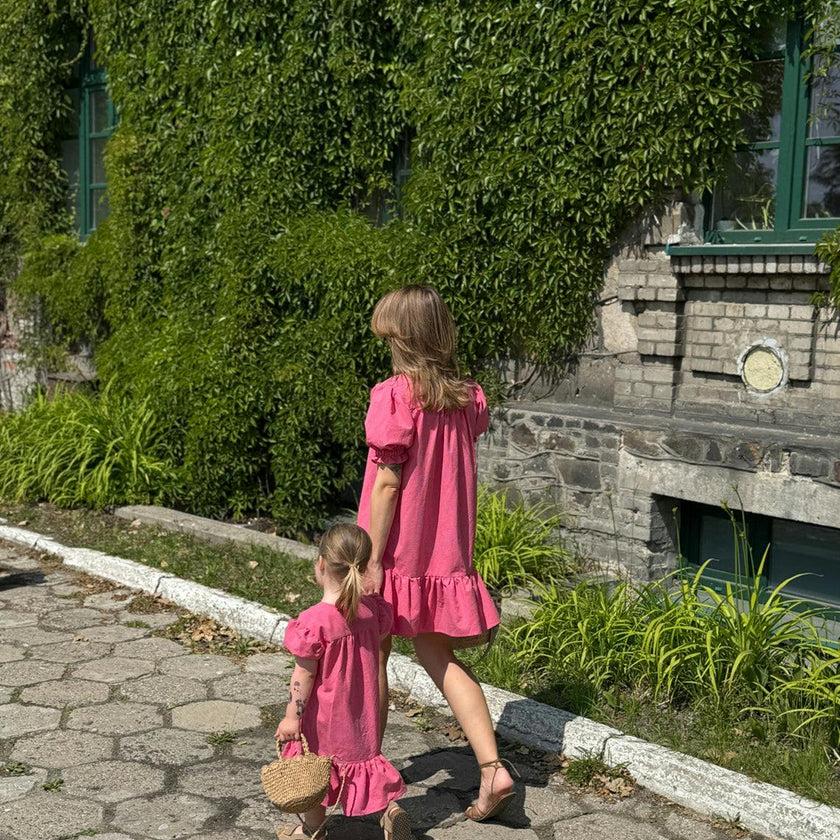 children's vichy frilled dress - wild berry