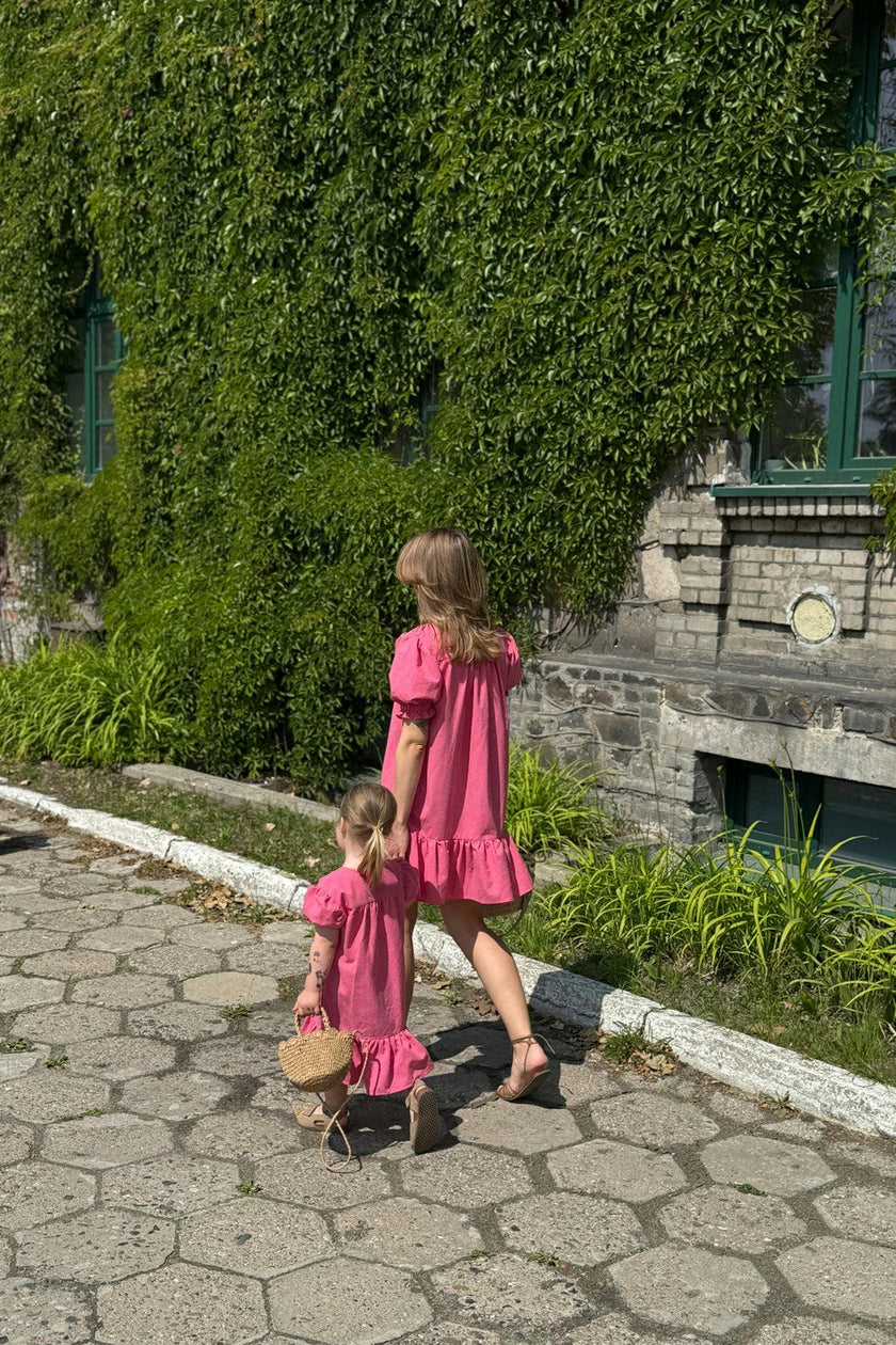 children's vichy frilled dress - wild berry