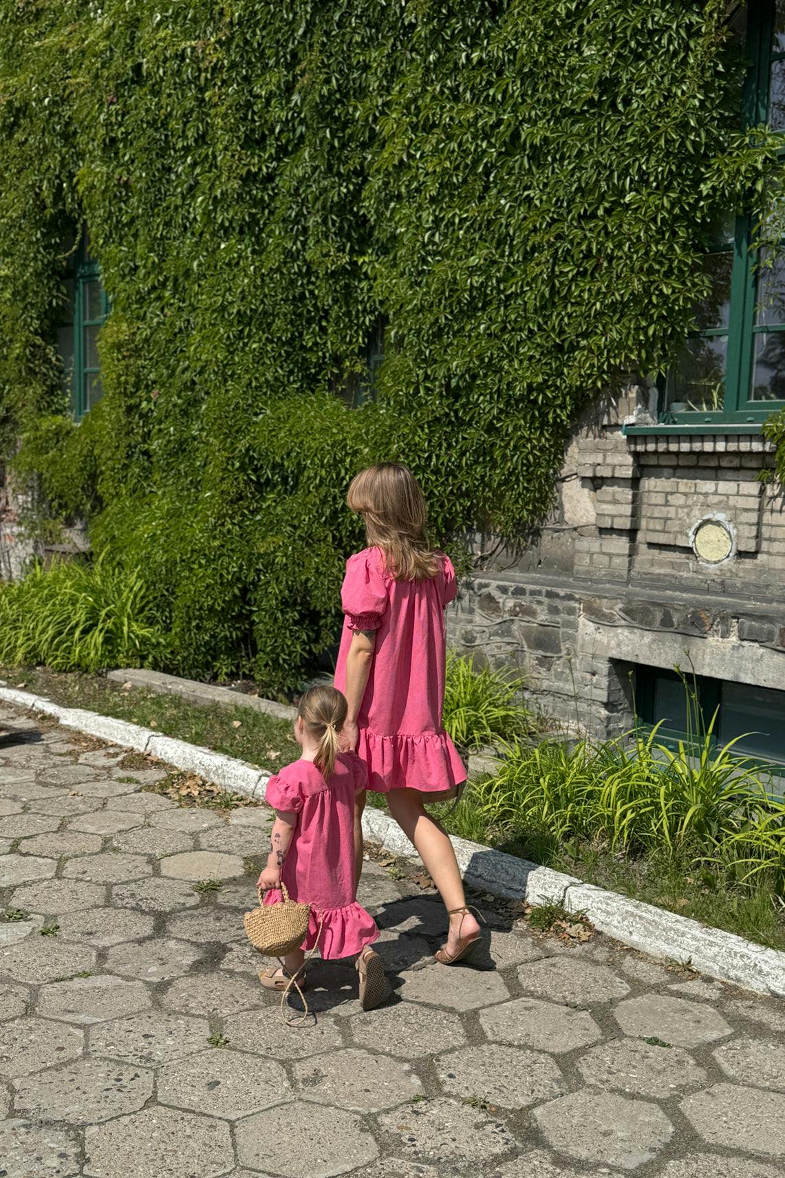 children's vichy frilled dress - wild berry