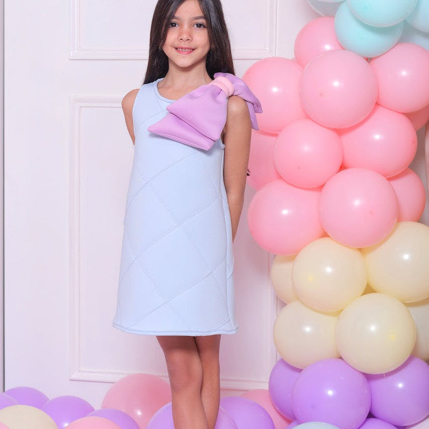 Blue Skylar Bow Dress