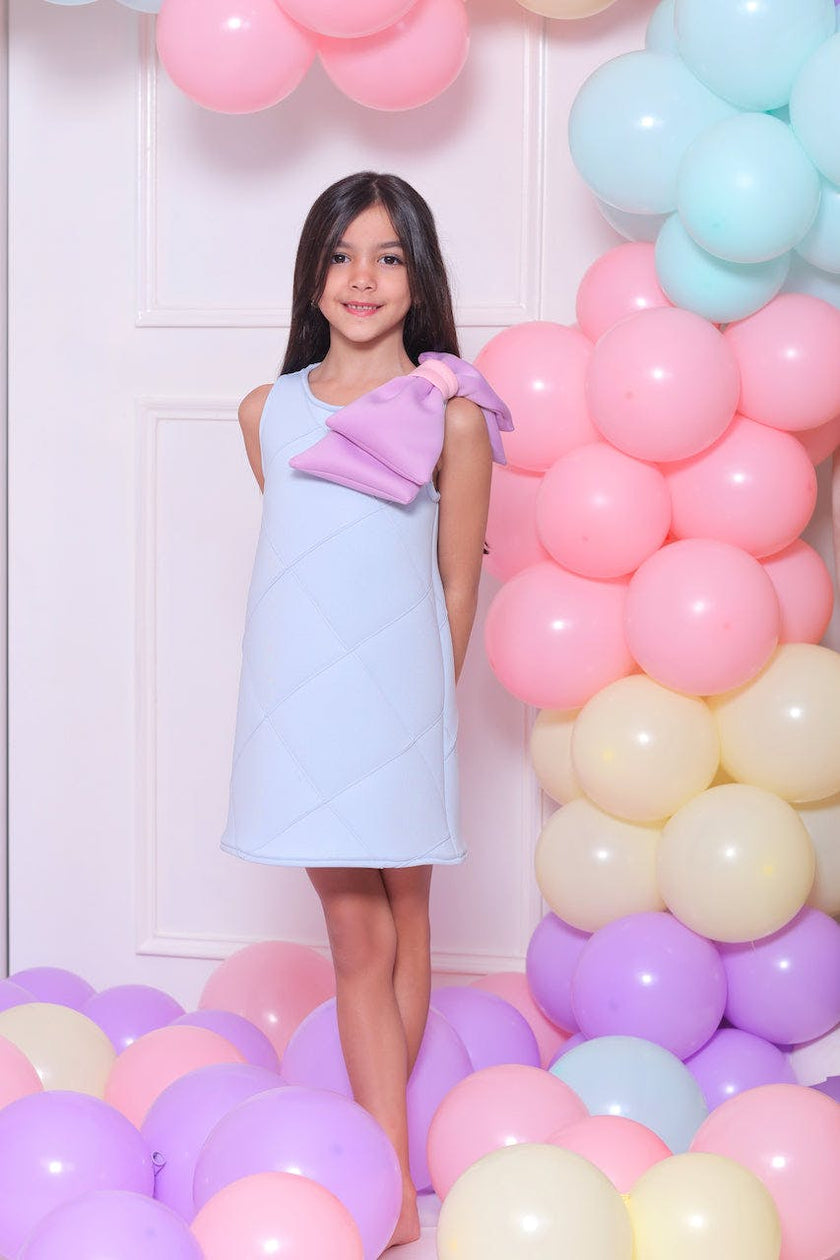 Blue Skylar Bow Dress