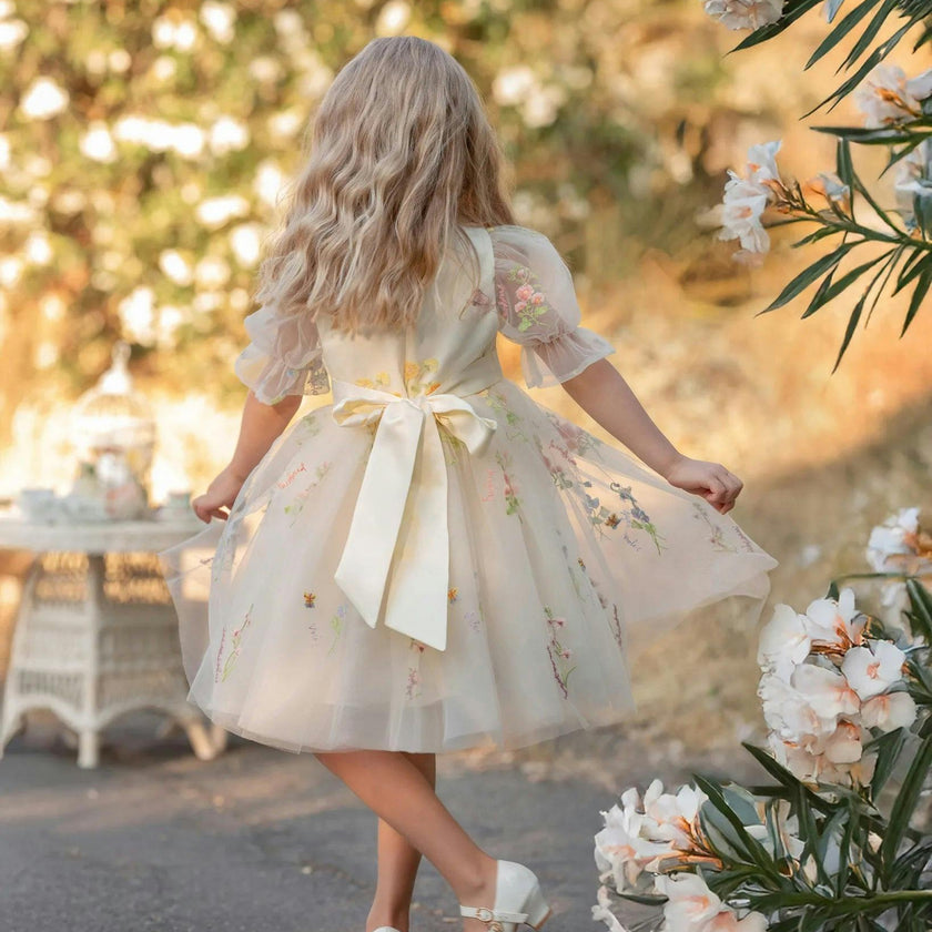 Enchanted Bloom Embroidered Tulle Dress for Girls