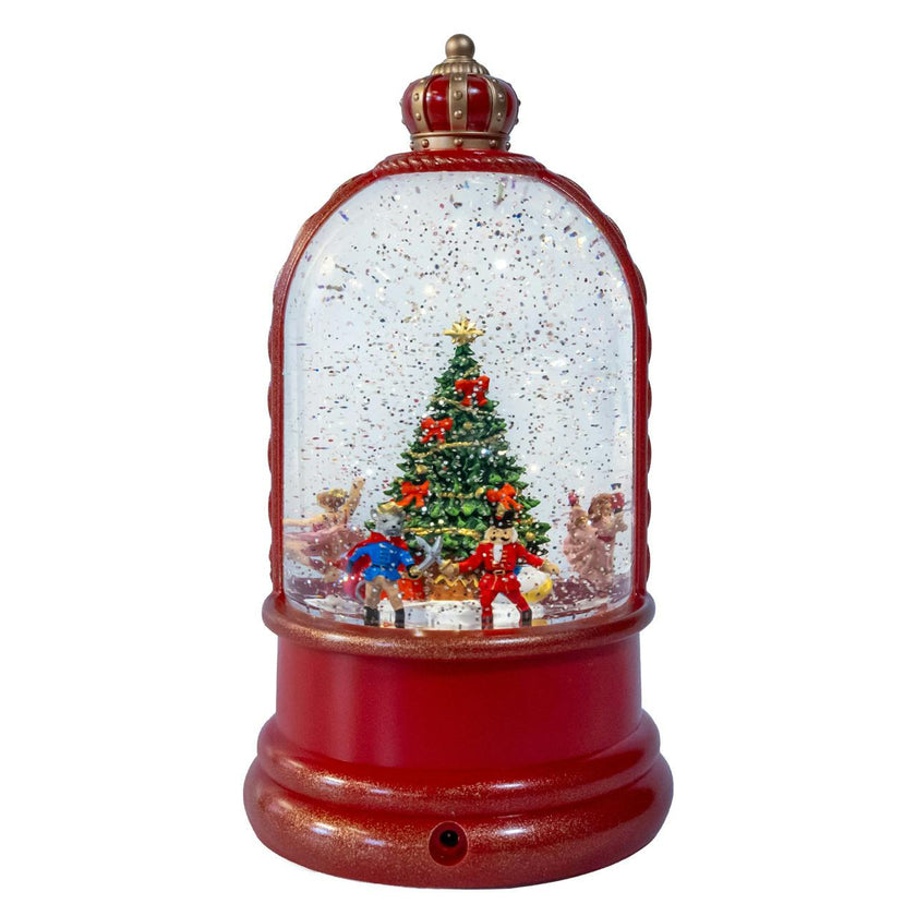 Kurt Adler 9-Inch Battery Operated LED Nutcracker Suite & Christmas Tree With Swirling Glitter Water Dome
